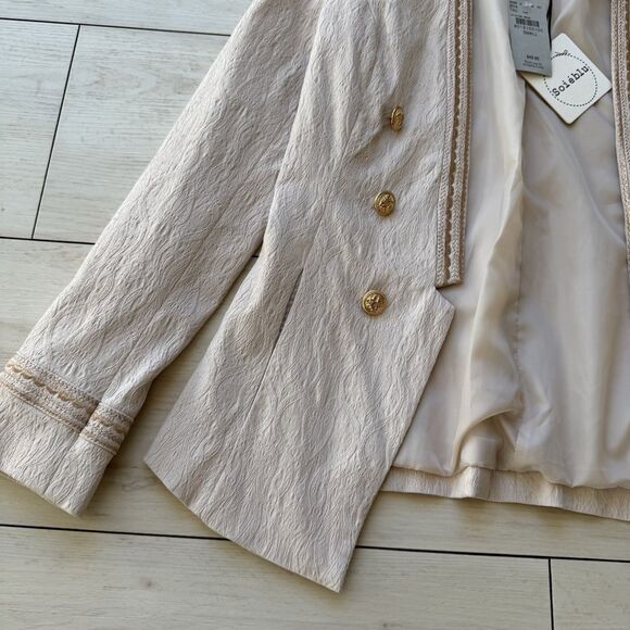 Soieblu Women’s Jacket Small Blush Gold Buttons Military Inspired Western Blazer - Picture 3 of 10